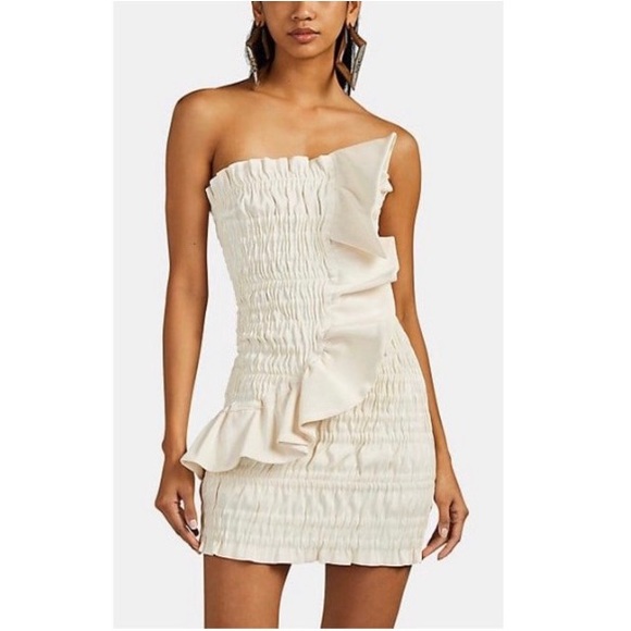 AREA**Ivory Ruched Lame Cocktail Dress*Large $980 - Picture 5 of 12